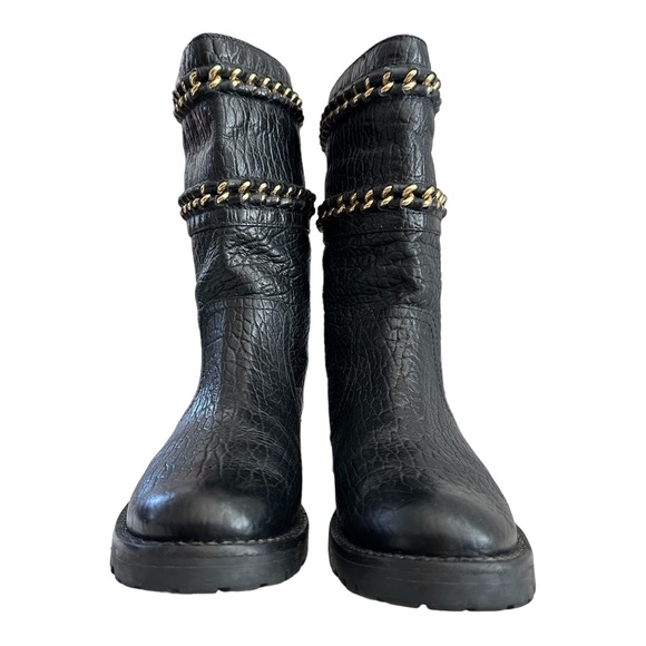 Tory Burch Women's Connell Mid-Calf Boots Size 6 Black/Chain - Picture 9 of 10